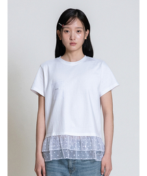 DOT RUFFLE POCKET T-SHIRT, WHITE