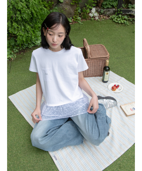 OAFISH(オアフィッシュ)の「DOT RUFFLE POCKET T-SHIRT, WHITE(Tシャツ/カットソー・レディース・その他・ONE SIZE)」の3枚目の写真