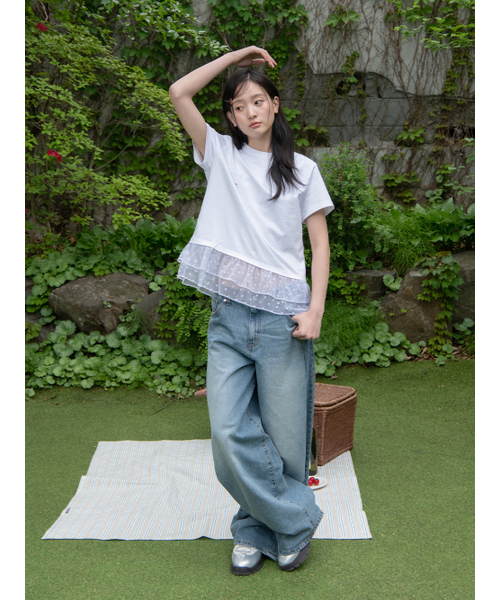 OAFISH(オアフィッシュ)の「DOT RUFFLE POCKET T-SHIRT, WHITE(Tシャツ/カットソー・レディース・その他・ONE SIZE)」の5枚目の写真