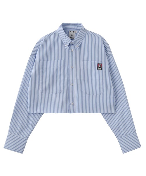 X-girl（エックスガール）の「FACE CROPPED L/S SHIRT（シャツ/ブラウス・レディース・ライトブルー/ホワイト/ピンク・S/M）」の2枚目の写真