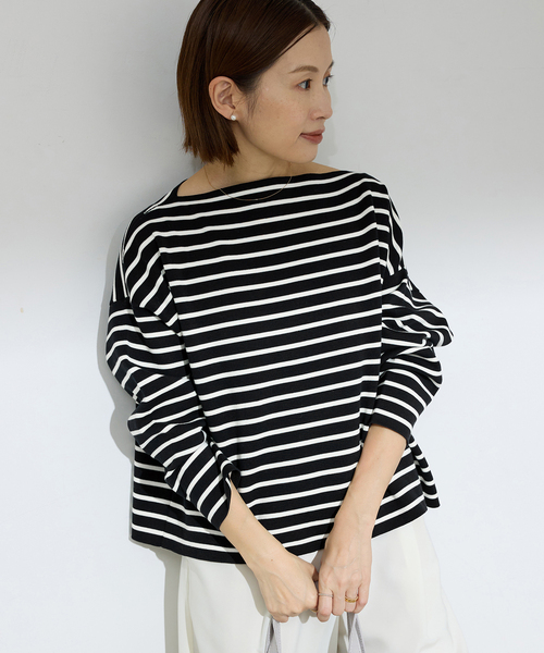 IENA（イエナ）の「ダブルボーダープルオーバー（ニット/セーター・レディース・ブラック系その他/ブルー・FREE）」の6枚目の写真