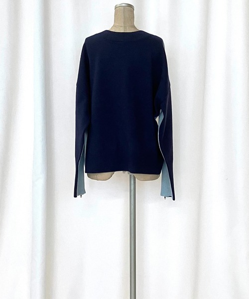 Q(キュー)の「バイカラーZIPニット(ニット/セーター・レディース・アイボリー/ライトブルー/ピンク・MEDIUM)」の6枚目の写真