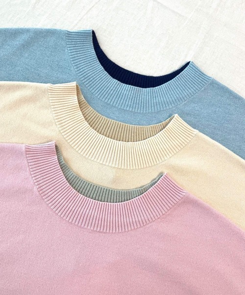 Q(キュー)の「バイカラーZIPニット(ニット/セーター・レディース・アイボリー/ライトブルー/ピンク・MEDIUM)」の8枚目の写真