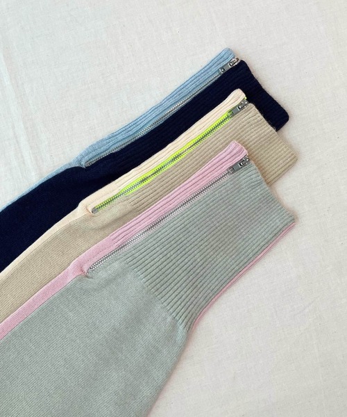 Q(キュー)の「バイカラーZIPニット(ニット/セーター・レディース・アイボリー/ライトブルー/ピンク・MEDIUM)」の11枚目の写真