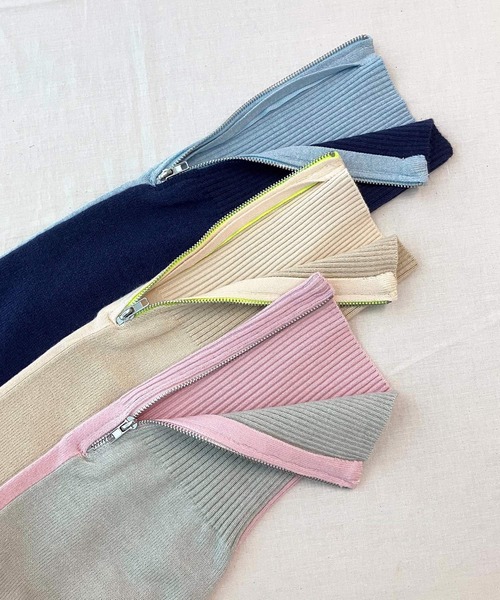 Q(キュー)の「バイカラーZIPニット(ニット/セーター・レディース・アイボリー/ライトブルー/ピンク・MEDIUM)」の12枚目の写真