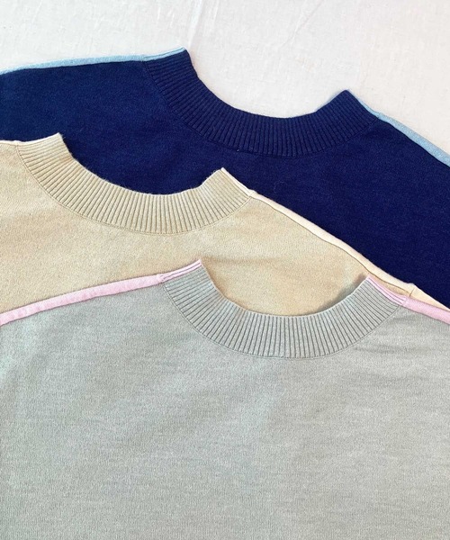 Q(キュー)の「バイカラーZIPニット(ニット/セーター・レディース・アイボリー/ライトブルー/ピンク・MEDIUM)」の9枚目の写真