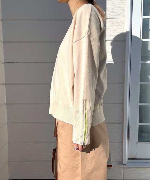 Q(キュー)の「バイカラーZIPニット(ニット/セーター・レディース・アイボリー/ライトブルー/ピンク・MEDIUM)」の16枚目の写真