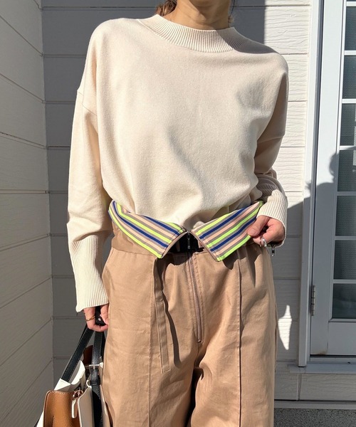 Q(キュー)の「バイカラーZIPニット(ニット/セーター・レディース・アイボリー/ライトブルー/ピンク・MEDIUM)」の14枚目の写真