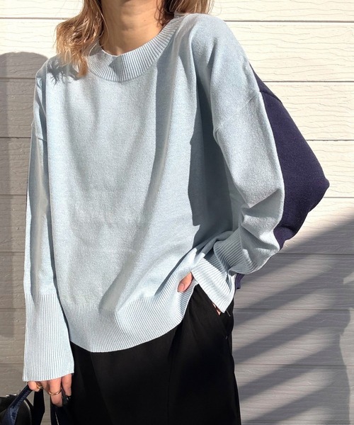 Q(キュー)の「バイカラーZIPニット(ニット/セーター・レディース・アイボリー/ライトブルー/ピンク・MEDIUM)」の18枚目の写真