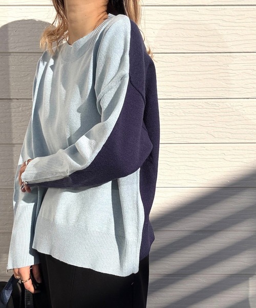 Q(キュー)の「バイカラーZIPニット(ニット/セーター・レディース・アイボリー/ライトブルー/ピンク・MEDIUM)」の21枚目の写真