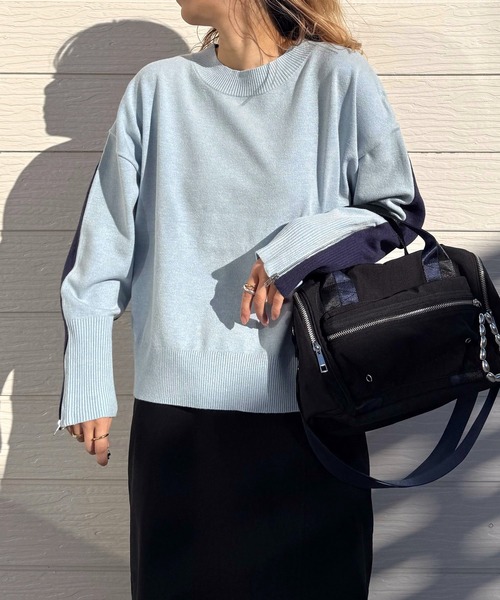 Q(キュー)の「バイカラーZIPニット(ニット/セーター・レディース・アイボリー/ライトブルー/ピンク・MEDIUM)」の20枚目の写真