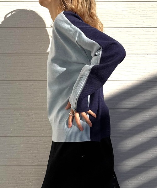 Q(キュー)の「バイカラーZIPニット(ニット/セーター・レディース・アイボリー/ライトブルー/ピンク・MEDIUM)」の22枚目の写真