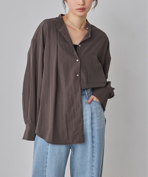 hunch(ハンチ)の「【WEB限定/別注】【イージーケア】バンドカラーオーバーデザインシャツ セレモニー/オケージョン/オフィスカジュアル対応(シャツ/ブラウス・レディース・チャコール/ベージュ系その他/オフホワイト/ブルー系その他・FREE)」の12枚目の写真