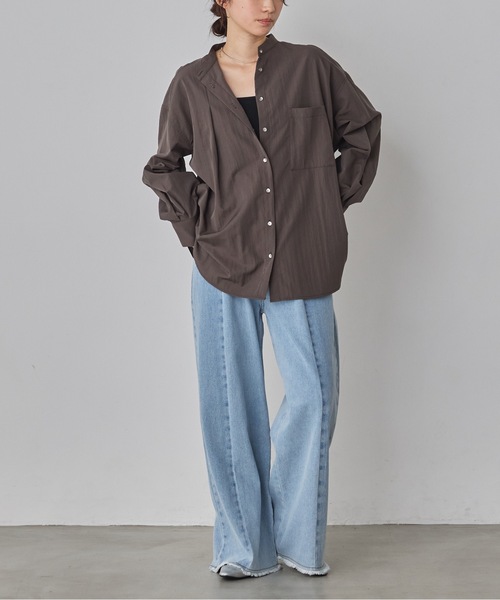 hunch(ハンチ)の「【WEB限定/別注】【イージーケア】バンドカラーオーバーデザインシャツ セレモニー/オケージョン/オフィスカジュアル対応(シャツ/ブラウス・レディース・チャコール/ベージュ系その他/オフホワイト/ブルー系その他・FREE)」の17枚目の写真