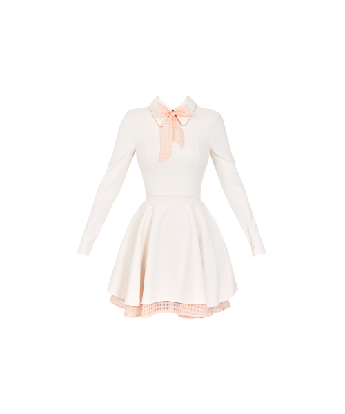 J.JANE(ジェイジェーン)の「クラシック配色リボンフレアワンピース (クリーム)(ワンピース・レディース・その他・S/M/XS)」の2枚目の写真