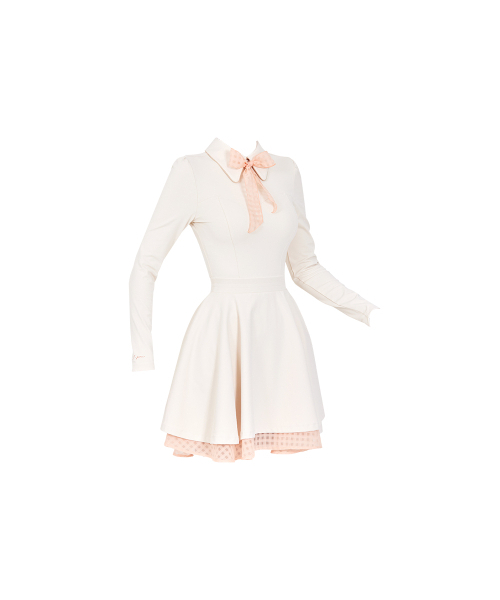 J.JANE(ジェイジェーン)の「クラシック配色リボンフレアワンピース (クリーム)(ワンピース・レディース・その他・S/M/XS)」の3枚目の写真