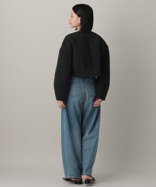 A part by（アパートバイ）の「ボンディングノーカラージャケット（ノーカラージャケット・レディース・グレー系その他5/ブラック・FREE）」の4枚目の写真