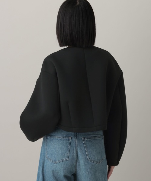 A part by（アパートバイ）の「ボンディングノーカラージャケット（ノーカラージャケット・レディース・グレー系その他5/ブラック・FREE）」の7枚目の写真