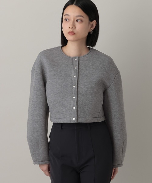 A part by（アパートバイ）の「ボンディングノーカラージャケット（ノーカラージャケット・レディース・グレー系その他5/ブラック・FREE）」の8枚目の写真