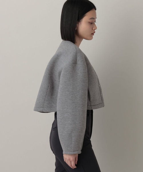 A part by（アパートバイ）の「ボンディングノーカラージャケット（ノーカラージャケット・レディース・グレー系その他5/ブラック・FREE）」の9枚目の写真