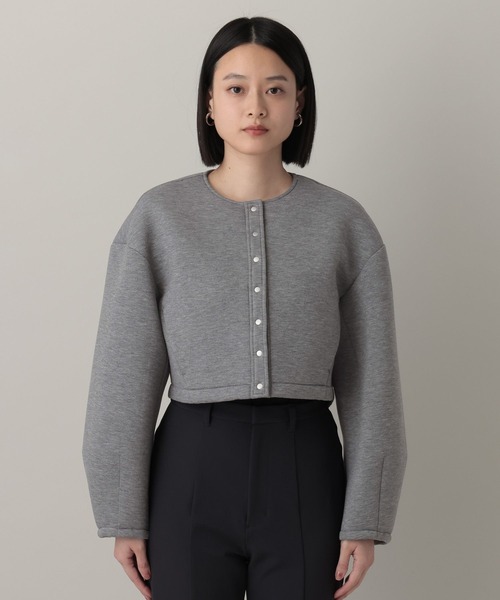 A part by（アパートバイ）の「ボンディングノーカラージャケット（ノーカラージャケット・レディース・グレー系その他5/ブラック・FREE）」の10枚目の写真