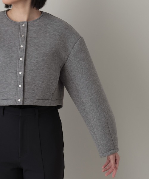 A part by（アパートバイ）の「ボンディングノーカラージャケット（ノーカラージャケット・レディース・グレー系その他5/ブラック・FREE）」の14枚目の写真