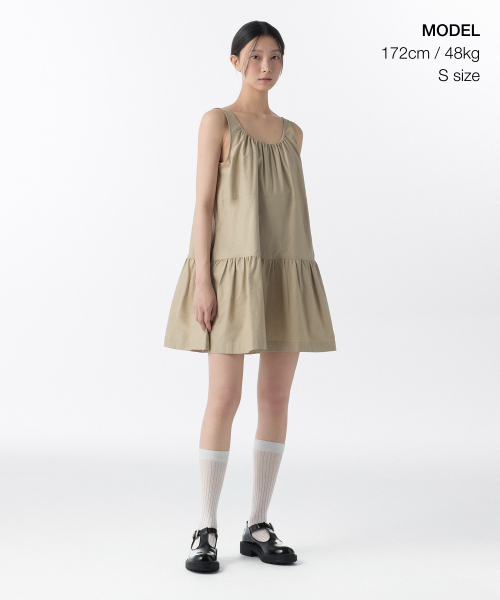 MUSINSA STANDARD WOMAN（ムシンサスタンダードウーマン）の「ウィメンズコットンティアードミニドレス[ベージュ]（ワンピース・レディース・その他・LARGE/MEDIUM/SMALL/X-SMALL）」の2枚目の写真