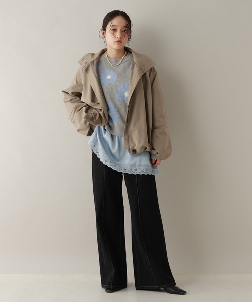 RAGEBLUE（レイジブルー）の「フラワーモチーフジャガードニット（ニット/セーター・レディース・ネイビー/ベージュ/グレー/パープル・FREE）」の19枚目の写真