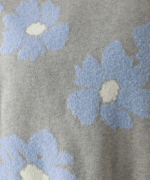 RAGEBLUE（レイジブルー）の「フラワーモチーフジャガードニット（ニット/セーター・レディース・ネイビー/ベージュ/グレー/パープル・FREE）」の14枚目の写真