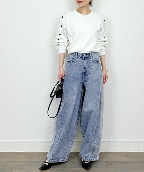 PICCIN（ピッチン）の「フリンジデニムパンツ（デニムパンツ・レディース・オフホワイト/ブルー・M）」の11枚目の写真