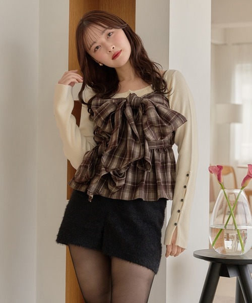 mideal(マイディール)の「boat neck rib knit / ボートネックリブニット(ニット/セーター・レディース・ダークグレー/イエロー/アイボリー・FREE)」の6枚目の写真