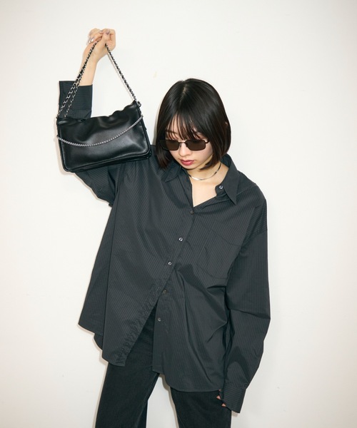 TONER（トナー）の「ギャザーチェーンショルダーバッグ/ロゴプレート付き（ショルダーバッグ・レディース・ブラック/シルバー/ホワイト/ブラウン・FREE）」の17枚目の写真