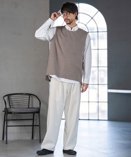 CAMBIO（カンビオ）の「mta602- 脇ZIP付き布帛ピンストライプタンクトップ(BP-BFS0074)（タンクトップ・メンズ・ブラック/グレー/ベージュ・S/M/L）」の14枚目の写真