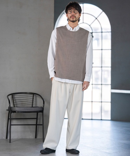 CAMBIO（カンビオ）の「mta602- 脇ZIP付き布帛ピンストライプタンクトップ(BP-BFS0074)（タンクトップ・メンズ・ブラック/グレー/ベージュ・S/M/L）」の15枚目の写真