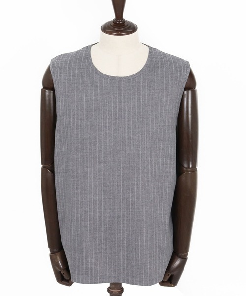 CAMBIO（カンビオ）の「mta602- 脇ZIP付き布帛ピンストライプタンクトップ(BP-BFS0074)（タンクトップ・メンズ・ブラック/グレー/ベージュ・S/M/L）」の20枚目の写真