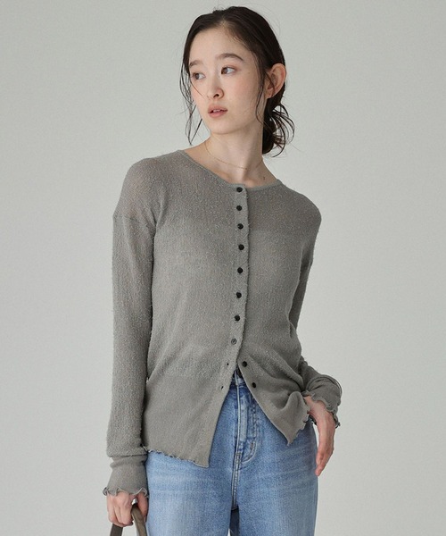 BABYLONE（バビロン）の「フェザーシアーカーデ（カーディガン/ボレロ・レディース・グレー/ホワイト・フリー）」の2枚目の写真