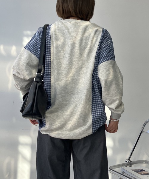 AS KNOW AS plus（アズノゥアズプラス）の「◯異素材切り替え 胸ポケット付き 裾リボンプルオーバー（Tシャツ/カットソー・レディース・アイボリー/ブラック/ブルー/オートミール・FREE）」の14枚目の写真