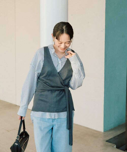 RIVE DROITE(リヴドロワ)の「カシュクールニットビスチェ(ニット/セーター・レディース・モカ/チャコールグレー・FREE)」の21枚目の写真