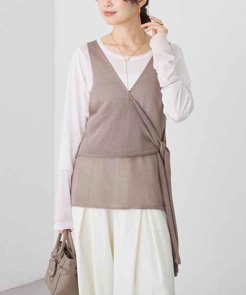 RIVE DROITE(リヴドロワ)の「カシュクールニットビスチェ(ニット/セーター・レディース・モカ/チャコールグレー・FREE)」の9枚目の写真