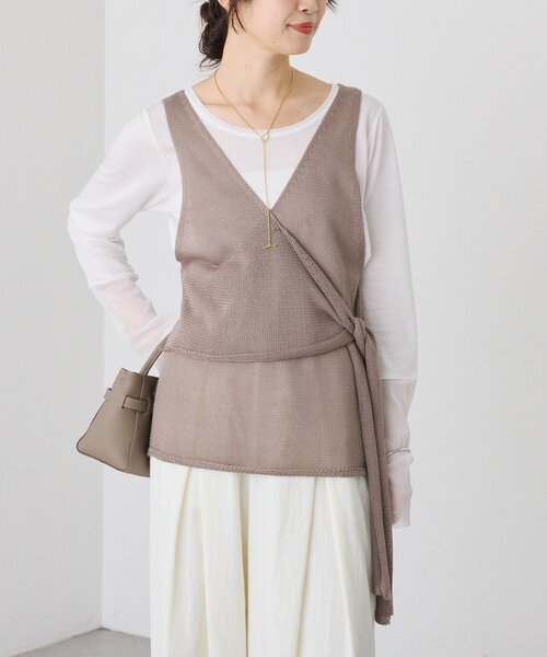 RIVE DROITE(リヴドロワ)の「カシュクールニットビスチェ(ニット/セーター・レディース・モカ/チャコールグレー・FREE)」の10枚目の写真