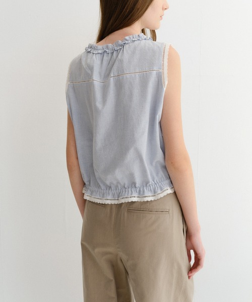 DUNST(ダンスト)の「【DUNST】FRILLED SLEEVELESS BLOUSE(シャツ/ブラウス・レディース・ブラック/ライトブルー/ホワイト・S)」の11枚目の写真