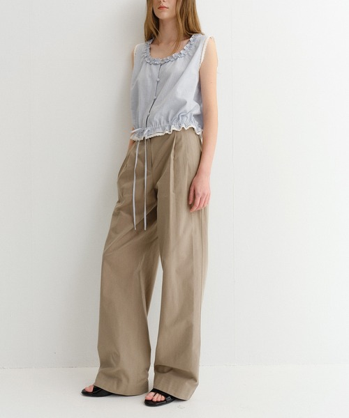 DUNST(ダンスト)の「【DUNST】FRILLED SLEEVELESS BLOUSE(シャツ/ブラウス・レディース・ブラック/ライトブルー/ホワイト・S)」の14枚目の写真