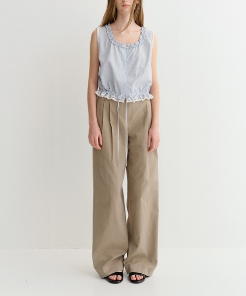 DUNST(ダンスト)の「【DUNST】FRILLED SLEEVELESS BLOUSE(シャツ/ブラウス・レディース・ブラック/ライトブルー/ホワイト・S)」の13枚目の写真