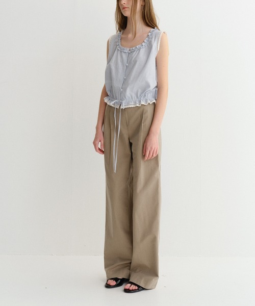 DUNST(ダンスト)の「【DUNST】FRILLED SLEEVELESS BLOUSE(シャツ/ブラウス・レディース・ブラック/ライトブルー/ホワイト・S)」の15枚目の写真