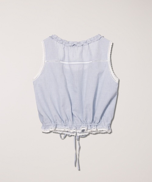 DUNST(ダンスト)の「【DUNST】FRILLED SLEEVELESS BLOUSE(シャツ/ブラウス・レディース・ブラック/ライトブルー/ホワイト・S)」の18枚目の写真