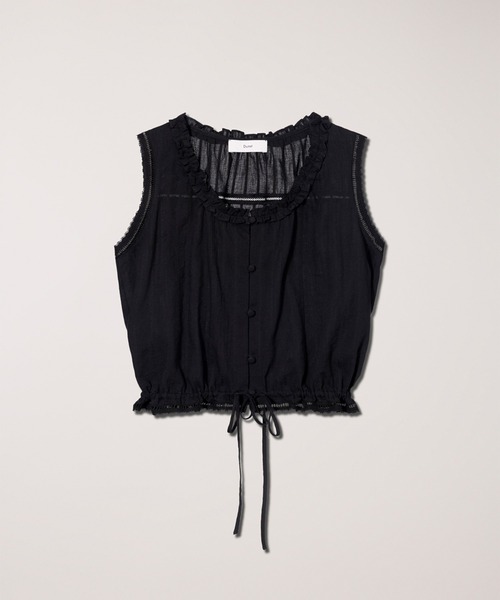 DUNST(ダンスト)の「【DUNST】FRILLED SLEEVELESS BLOUSE(シャツ/ブラウス・レディース・ブラック/ライトブルー/ホワイト・S)」の4枚目の写真
