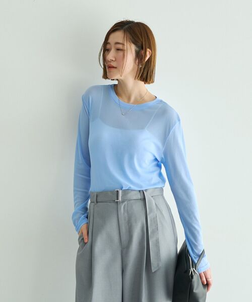 YECCA VECCA(イェッカヴェッカ)の「クルーネックシアートップス(Tシャツ/カットソー・レディース・ブラック/オフホワイト/ブルー・FREE)」の21枚目の写真