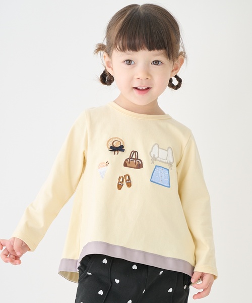 petit main(プティマイン)の「お洋服モチーフ長袖Tシャツ(Tシャツ/カットソー・キッズ・ネイビー/イエロー/オフホワイト/ライトピンク・110cm/90cm/80cm/100cm/120cm/130cm)」の1枚目の写真