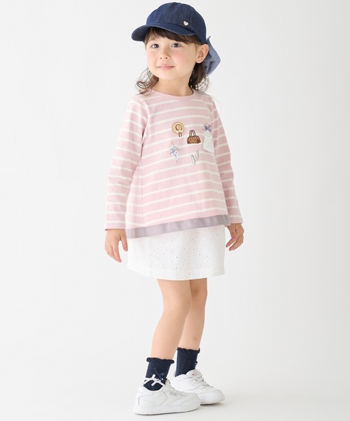 petit main(プティマイン)の「お洋服モチーフ長袖Tシャツ(Tシャツ/カットソー・キッズ・ネイビー/イエロー/オフホワイト/ライトピンク・110cm/90cm/80cm/100cm/120cm/130cm)」の6枚目の写真