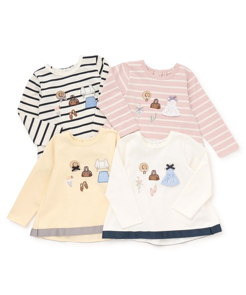 petit main(プティマイン)の「お洋服モチーフ長袖Tシャツ(Tシャツ/カットソー・キッズ・ネイビー/イエロー/オフホワイト/ライトピンク・110cm/90cm/80cm/100cm/120cm/130cm)」の20枚目の写真